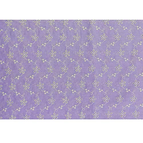 Aicvhin 刺繍 生地 布 棉100% カラー レース生地 エンブロイダリーレース カットクロス レース 手作り大人服・子供服向けレース生地 DIY(purple50cm)