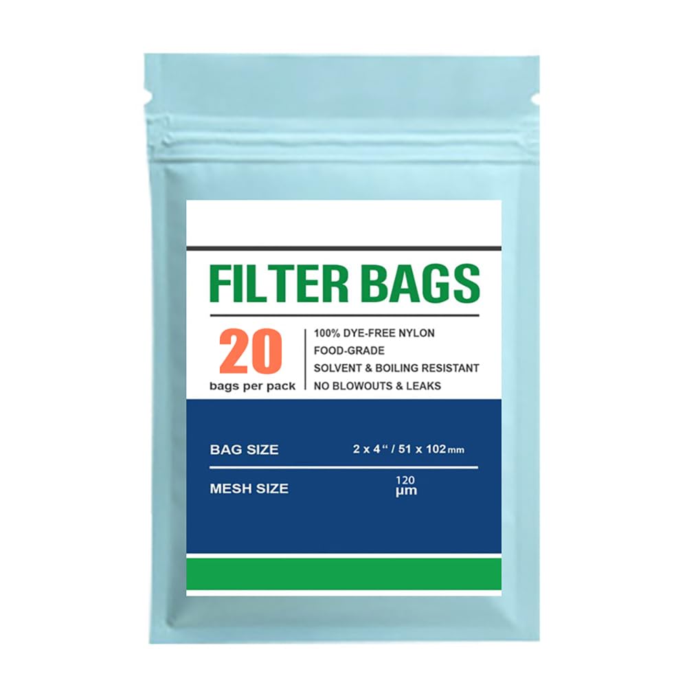 Premium Nylon Tea Filter Bags, 2" X 4", Double-Stitching, 20 Pack (120 Microns)