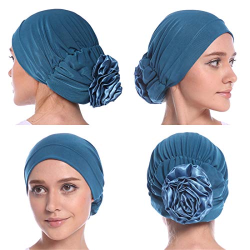 Hzux Casual Turbans For Women Muslim Hijab Wrap Head Scarf Headwear Head Scaves Chemo Cancer Hats Light Blue #TOP1