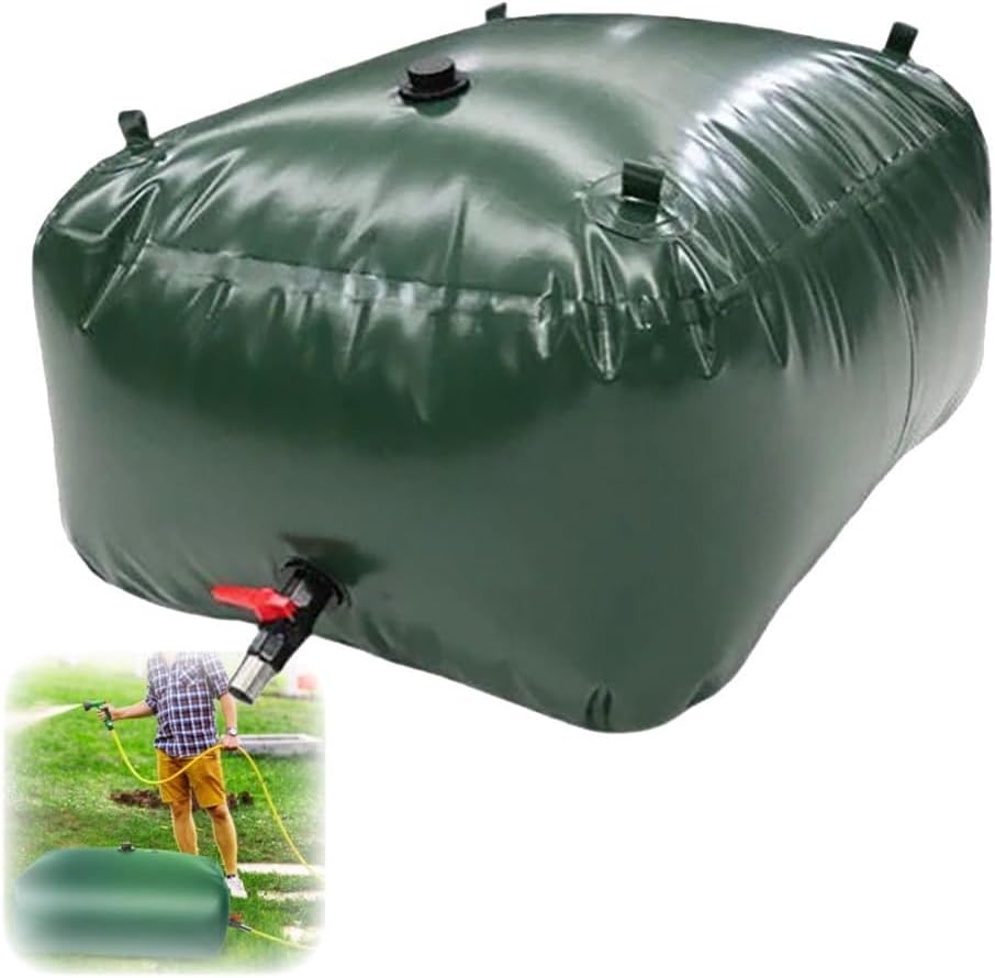 26-1320 Gal Food Grade Emergency Water Storage Bladders, Foldable Soft Water Bag with valves & Overflow Kit for Camping Farming(1.8x1.2x0.7m/1500L/396.3gal)
