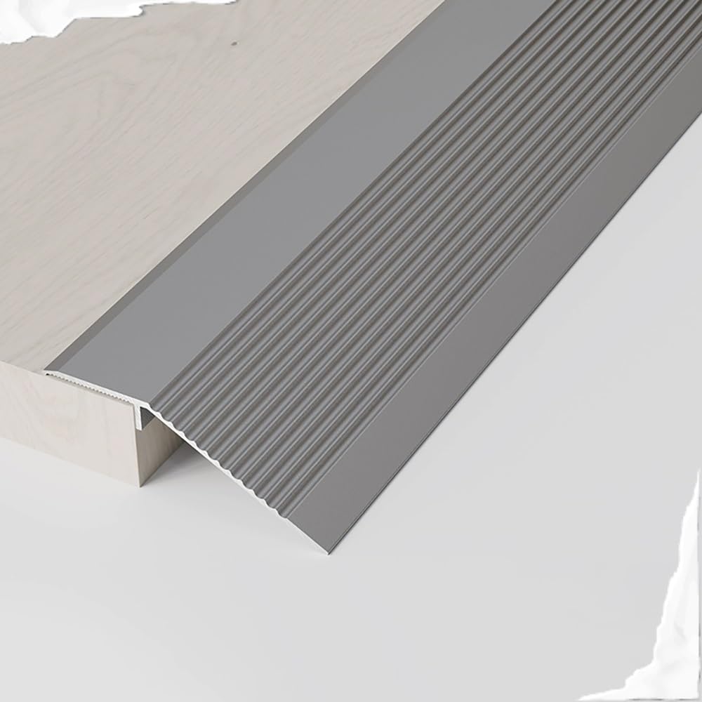 Robustes Übergangsprofil Alu Türschwellenrampen Höhenausgleich 8-30mm, Rutschfester Böden Übergangsleiste Abschluss Anpassungsprofil für Fliesen Laminatböden Schweller(Grey,120CM/48IN)