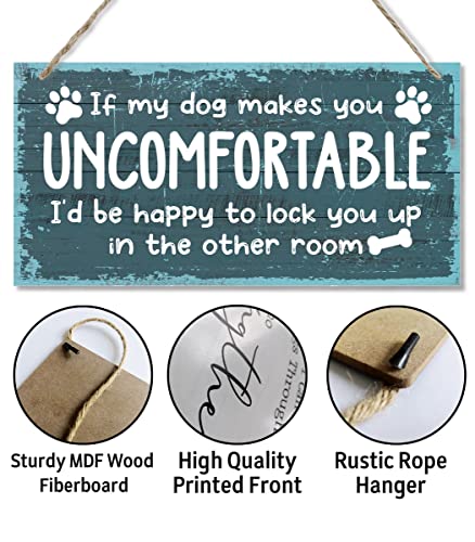 If My Dog Makes You Uncomfortable Sign, Printed Wood Plaque Sign, Hanging Decorative Funny Inappropriate Sign, Family Signs For Home Decor Gift, Wall Art, Funny Home Decor For Dog Pet Lovers 12" X 6" #TOP4