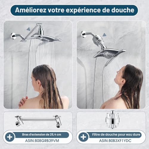 Double pommeau de douche pour remplacer une douchette usée facilement - 7