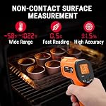 TempPro Temperature Gun, Infrared Thermometer Gun with Laser, Laser Thermometer Gun -58-1022 ℉, Meat Thermometer Digital with Super Long Probe, Food Thermometer for Cooking(Previously ThermoPro)