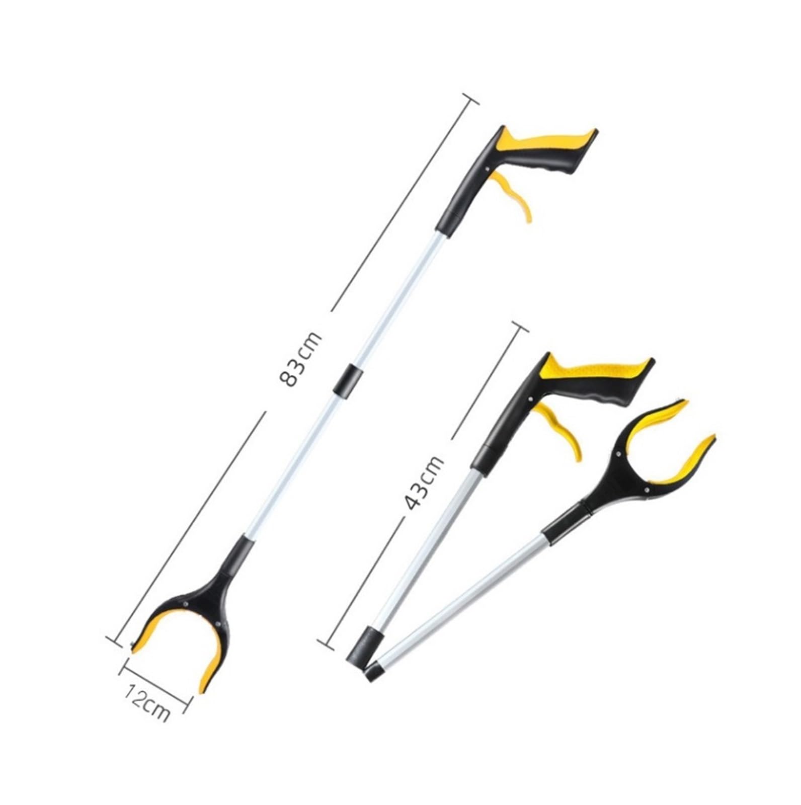 Greifer für Senioren Müllgreifer Langstieliger Picker, Faltbarer, Rotierender Greifer, Reacher, Greifwerkzeug, Angel-Müllsammler Greifhilfe Gripper(Yellow)