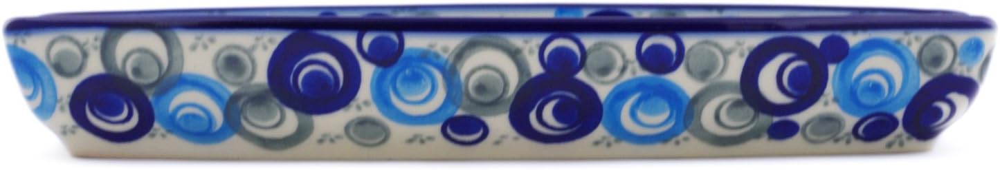 Polmedia Polish Pottery Corn Tray - Blue Peacock Eye Pattern Handmade in Boleslawiec Poland by Ceramika Bona + Certificate of Authenticity