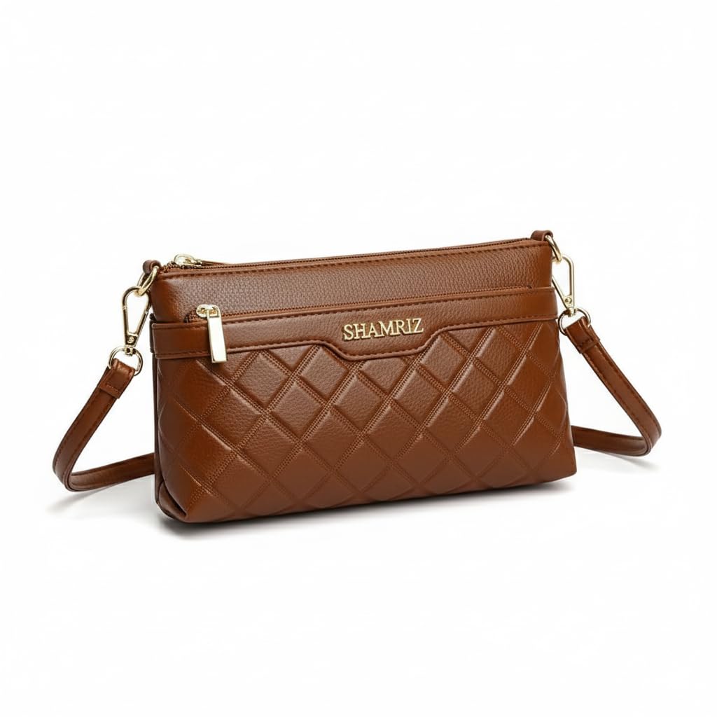 women's diamond quilted mini sling bag crossbody clutch chanel-inspired pu leather purse with gold hardware dual zip multi-pocket pastel colors for work, party & gift