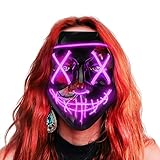 Bringen Sie Stimmung in Ihr Halloween - Diese LED Maske eignet sich für alle Gelegenheiten, wie z. B. Halloween zum Thema Purge, Partys, Clubs, Kostümspiele, Kleiderpartys, Karneval und andere Veranstaltungen.