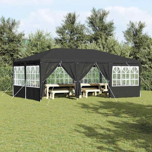 Carpa para fiestas antracita y blanco, 600 x 400 x 266 cm, acero de poliéster resistente, protección UV, jardín, terraza, eventos al aire libre