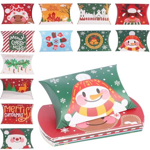 Weihnachten Geschenkbox Klein 24 Stück, Kraftpapier Weihnachten Geschenkbox, Süßigkeitenboxen Schachtel Keksschachtel Geschenkkarton Deko für Weihnachtsdeko