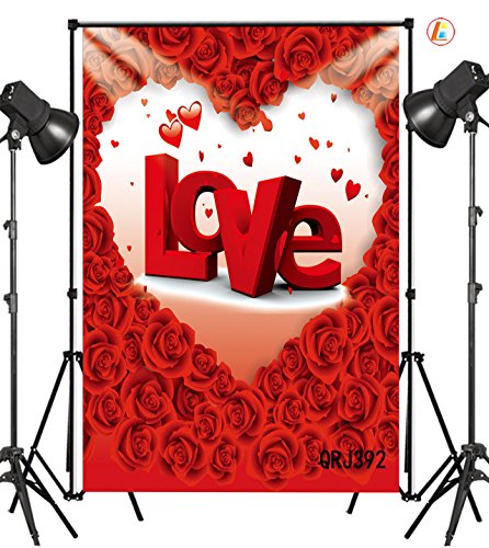 Lb 5X7Ft Valentine's Day Mother's Day Vinyl Photography Backdrop Red Rose Love Heart Customized Photo Background Studio Prop Qrj392 #TOP26