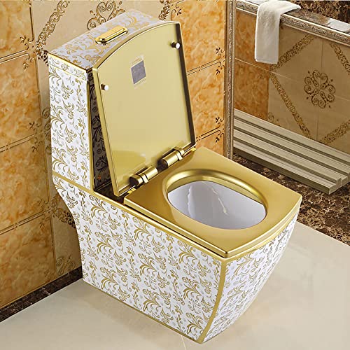UMJIGF Local Tyrant Gold Toilet, Siphonic Mute Toilet, Universal Height Dual Flush Toile for Home Hotel Bathroom A- 400mm,A-400mm,A-300mm