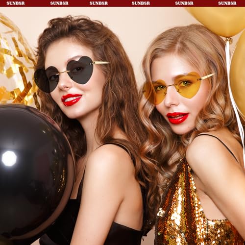 Rimless Heart Sunglasses for Women Fashion Cute Heart Shaped Party Glasses Lovely Style Love Glasses3