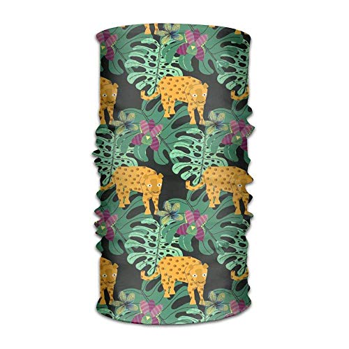 EJjheadband Headband Bandanas Tropical Leaves Tiger Versatile Multifunction Magic Scarf Neck Gaiter Balaclava Helmet Liner Riding Face Mask For Kids Women Men Outdoors UV Protection