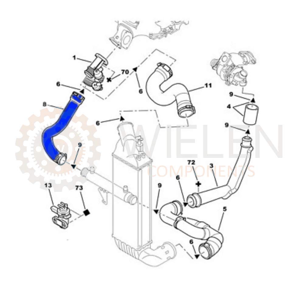 Manguito intercooler compatible con Citroen C8 Fiat Ulysse Lancia Phedra Peugeot 807 2.2 0382X4