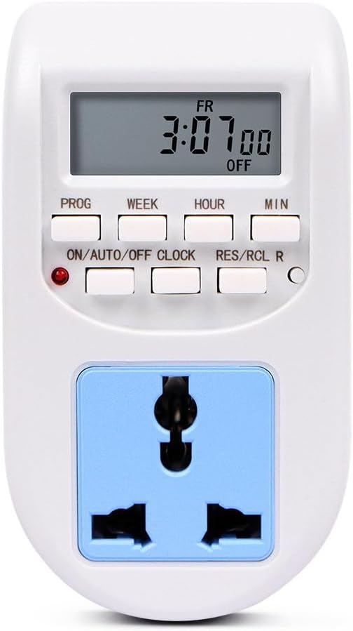 SN-PT01 Digital Timer Switch | Programmable LCD Display | 16 On/Off Settings | Energy Saving Automation | 220-240V AC | Plug-in Smart Timer for Appliances