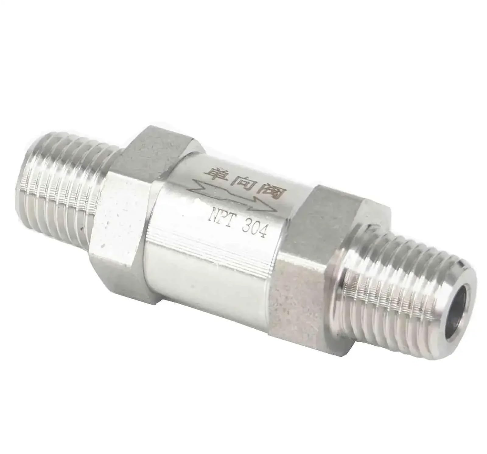 Válvula de retención sin retorno NPT BSPT macho 304 de acero inoxidable 304 para agua, gas, aceite, 64 bar