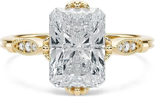 PURE STAR 5 Carat Yellow Gold Radiant Cut Moissanite Engagement