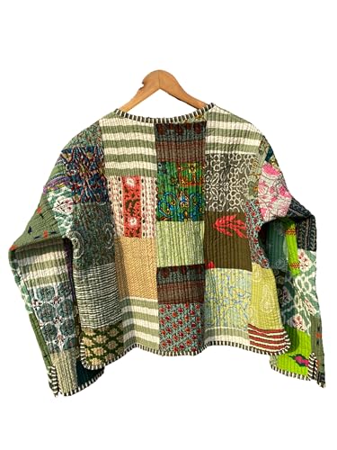 Indian Patchwork Cotton Jacket | Reversible Coat | Winter Quilted Cotton Jacket for Women3