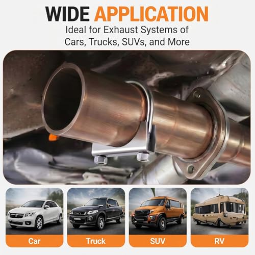Image of 2 Pcs 5 inch Exhaust Clamp Heavy Duty U-bolt Exhaust Clamp - Saddle Design Muffler Pipe Connector, Tip Hook Clip, Galvanized Iron, Fits 5 inch Od Pipes