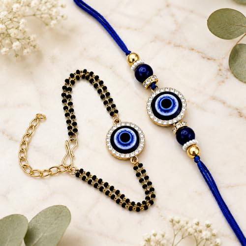 Image of Riddhika Ventures Glorious Gold Plated Religious Diamond Ring Rakhi || Traditional Rakhi Set of 2 & Festive Gift || Rakhi Gift Combo for Bhaiya Bhabhi (J7SM)