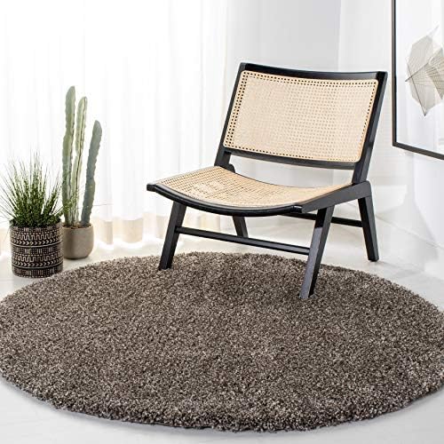 SAFAVIEH Milan Shag Collection 3' Round Grey SG180 Solid Non-Shedding Living Room Bedroom Dining Room Entryway Plush 2-inch Thick Area Rug