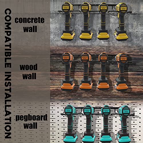 Vikerniel Drill Holder, Power Tool Organizer, Wall Mount 4 Cordless Metal Shelf Holder, Utility Storage Rack For Dewalt Cordless Tools For Father Day Gifts thumb #4