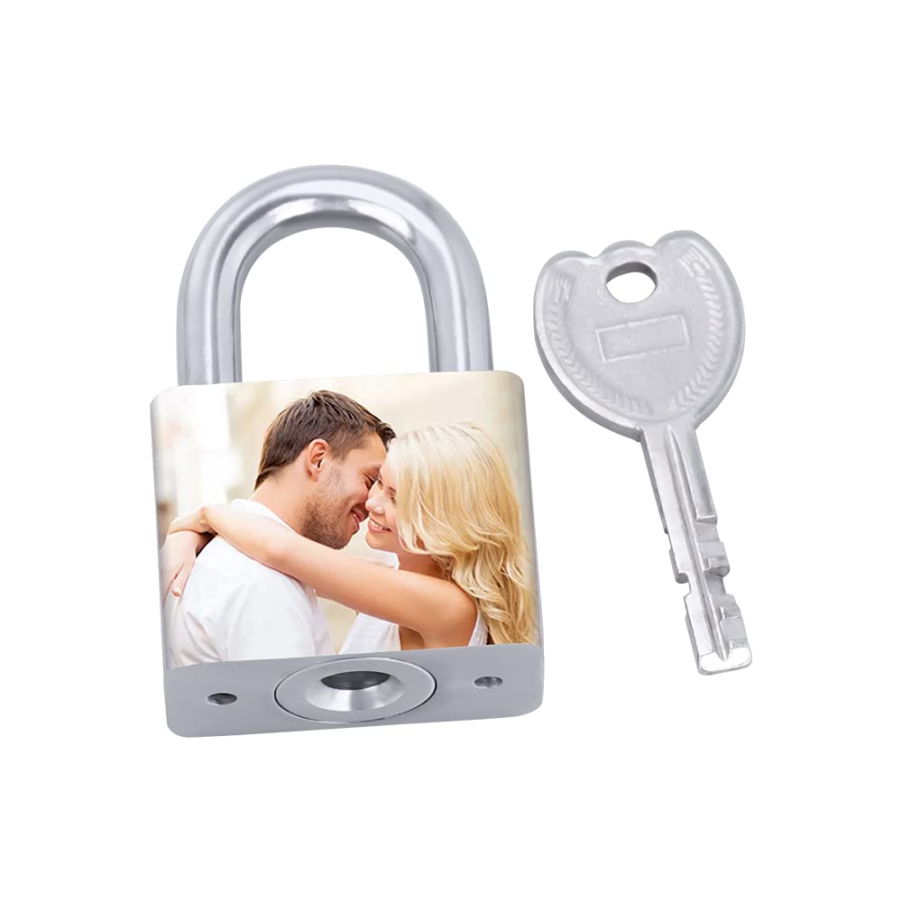 NGTSFLY Personalized Love Lock,Engraving Photo Custom Picture for Couples Men Women Boyfriend Girlfriend Lover Stainless Steel Memorial Anniversary Valentine Bridge Padlock (style1)