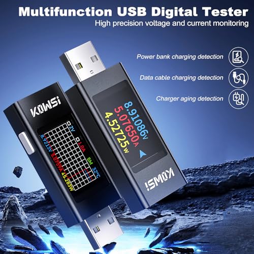 Image of USB Tester Power Meter, 16-bit ADC USB Bidirectional Tester Support 6.5A High Current Tester Real Time Charging Power Test for Charger, Various Data Cables, Power Bank, Charging Detection