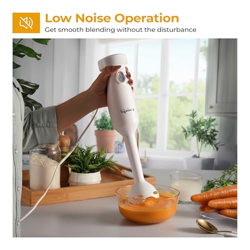 Image of Lifelong 300W Electric Hand Blender for Kitchen | Single Speed Control | Detachable Stainless Steel Blades | Silent Operation | Easy Click Fit Locking | Multipurpose Blender for Smoothies & Juices