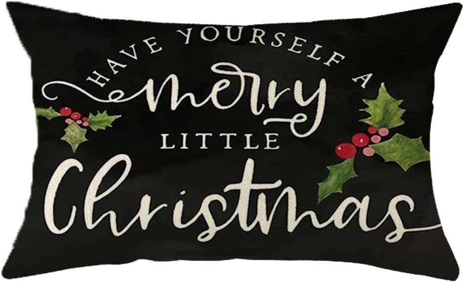 OgiselestyleHave Yourself A Merry Little Christmas Throw Pillow Cover, 12 x 20 Inch Winter Christmas Holiday Farmhouse Cushion Case Decoration for Sofa Couch