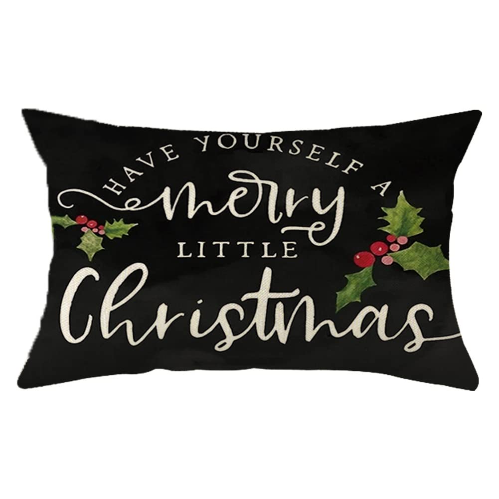 OgiselestyleHave Yourself A Merry Little Christmas Throw Pillow Cover, 12 x 20 Inch Winter Christmas Holiday Farmhouse Cushion Case Decoration for Sofa Couch