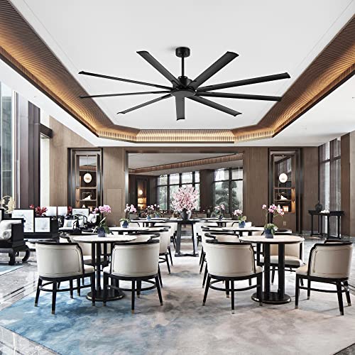 Ledlux 84 Inch Ceiling Fan No Light Black, Reversible Dc Motor, 6 Speed Remote Control, Industrial 9 Aluminum Blades With 4.5 Inch/12 Inch/24 Inch Downrods For Home Or Commercial thumb #6