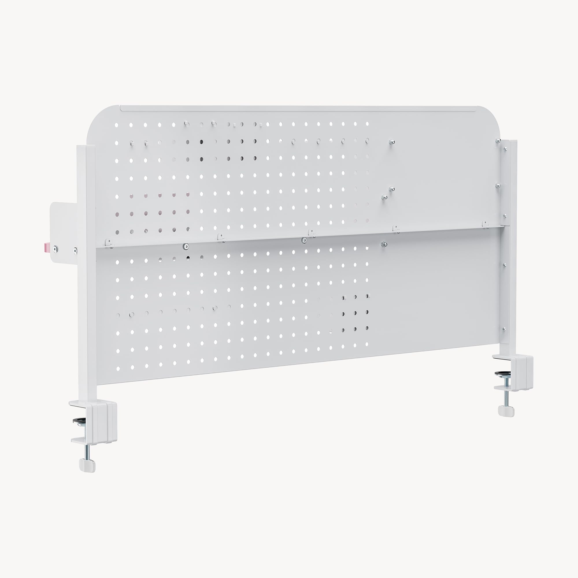 [en.casa] Schreibtisch Organizer Sauda Pegboard zum Anklemmen 114 x 68 cm höhenverstellbare Lochwand mit Ablagen und Zubehör Stecktafel für Kinderzimmer Büro Homeoffice Stahl Weiß/Rosa