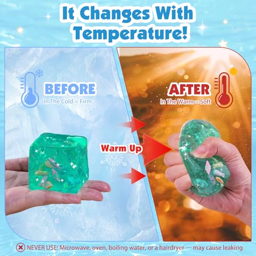 Anboor Stress Balls Cube, Stress Ice Cube Fidget Toy with Blue Ocean Shells Inside, Soft Slow Rise Stress Relief Sensory Toys for Adults Teenage Classroom Prizes — view 4