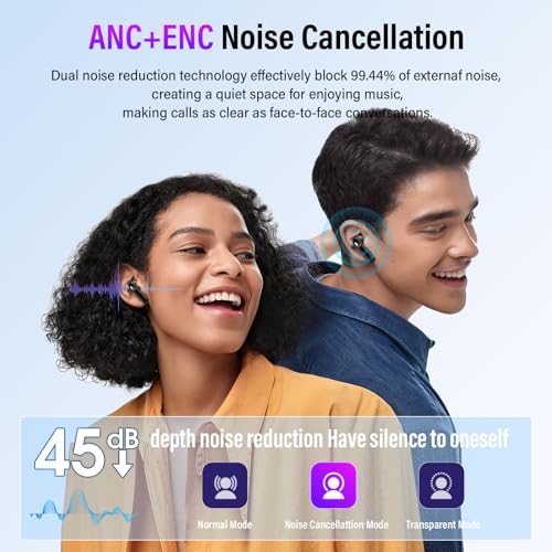 Wireless Earbuds Bluetooth 54 Ear buds with Multifunctional Touch Screen 48H Bass Stereo Headphones with ANCENC Noise CancellingTransparency mode IPX7 Earphones with 5 EQ Modes for iOS Android