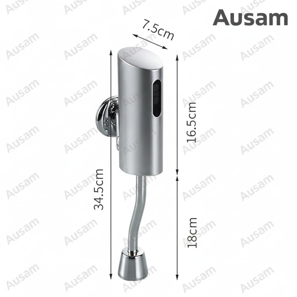Ausam Automatic Sensor Urinal Flush Valve | Touchless Infrared Electronic Flush System, Chrome Wall Mounted, Water Saving Hygienic for Commercial Toilets 1
