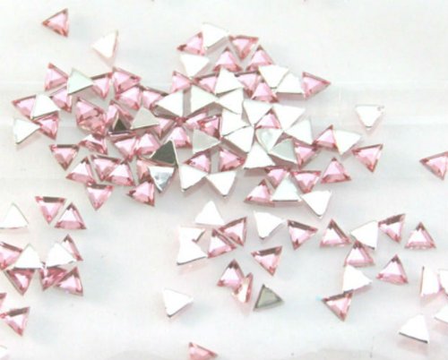 Zink Color Nail Art Acrylic Rhinestone Deep Pink Triangle 100Pc Embellishment