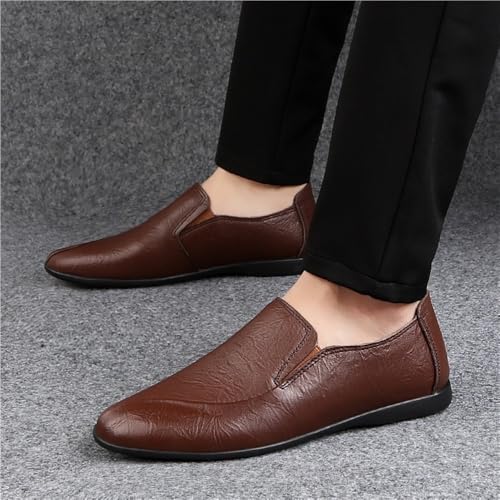 Men Leather Oxford Dress Shoes Slip On Pointed Toe Business Formal Wedding Prom Loafers Comfortable2