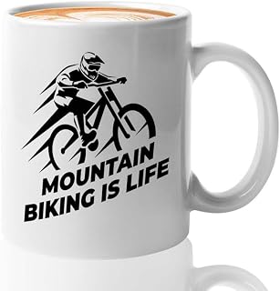 Biker Coffee Mug 11oz White Mountain Biking Is Lyfe B Funny Bicycle Rider Lovers Bike Enthusiast Racer Professional Hobby Sport Gift For Athlete Dad Son Boy Man Friend
