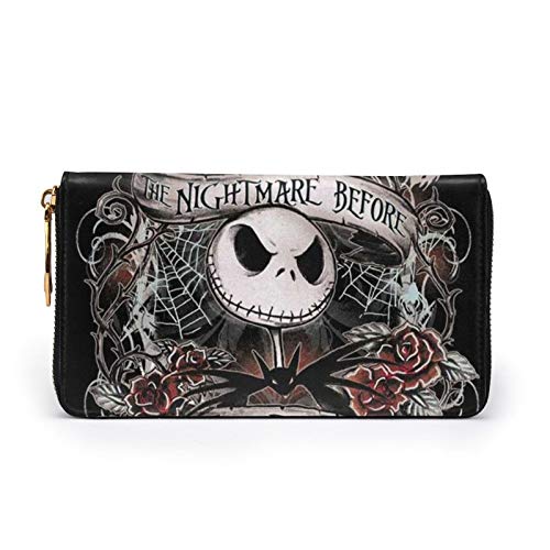 Women Printed Zip Around Wallet Halloween Art Soft PU Clutch Holder Purse2
