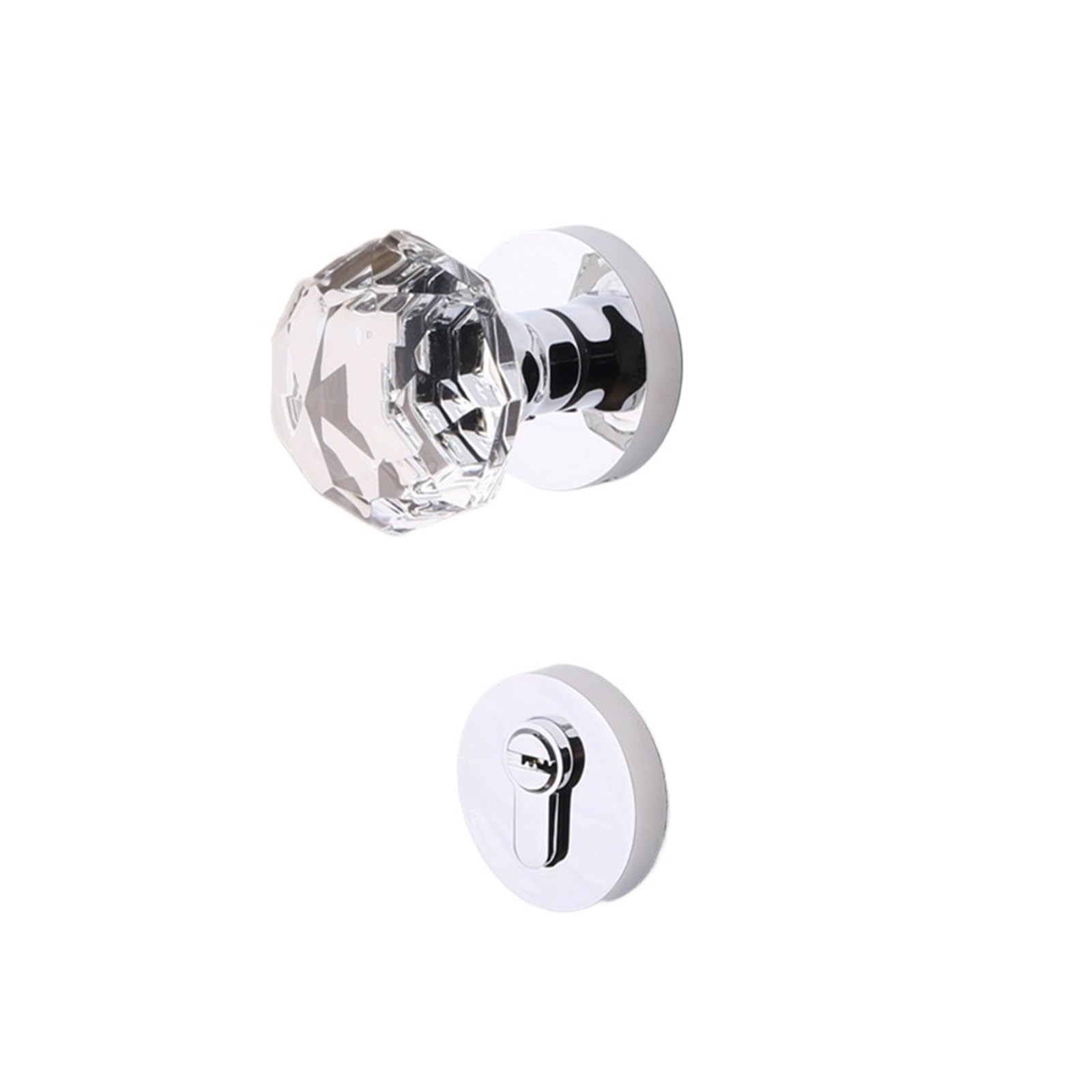 NYRXRYTCA Crystal Door Lock Ball Lock American Golden Light Luxury Indoor Door Lock Simple European Style Bedroom Silent Split Lock(113 bright chrome room door lock)