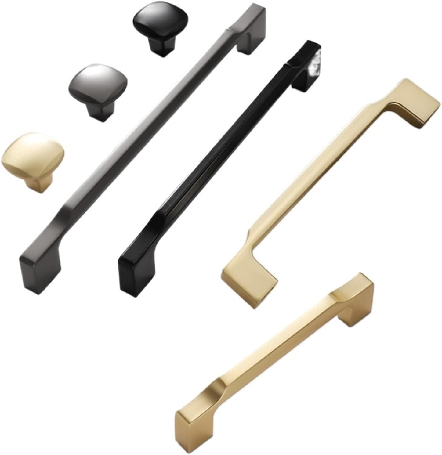 Zinc Alloy Black Gold Door Handles Kitchen Cabinet Pulls Solid Drawer Knobs Fashion Furniture Handle Hardware 2Pcs(Gold-192mm)