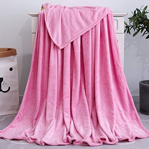 Yinghesheng Flannel Fleece Soft Throw Blanket for Settees/Sofa/Chairs/Couch - Lightweight, Warm and Cozy,Single/Double/Twin Bed Large Plush Blankets,pink,100x140cm — image 1