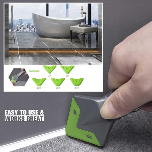 caulk remover tool,Silicone Caulking Tool Kit,Caulking Tool 5 in 1 with Grout Scraper,Adhesive Residue Scraper Seam Repair Kit,Ideal for Kitchen, Bathroom, and Window Sealing Finishing - Image 3