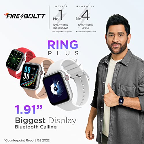 Image of Fire-Boltt Ring Plus 1.91 inch Bluetooth Calling Smartwatch Largest Full Touch Display & Full Metal Body, AI Voice, Over 100 Sports Modes, SpO2, Heart Rate Tracking