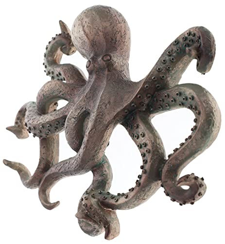 Large Octopus Decorative Wall Sculpture - Bronze/Verdigris Finish - Nautical Ocean Beach Coastal Decor - Table Top Or Wall Mount #TOP1
