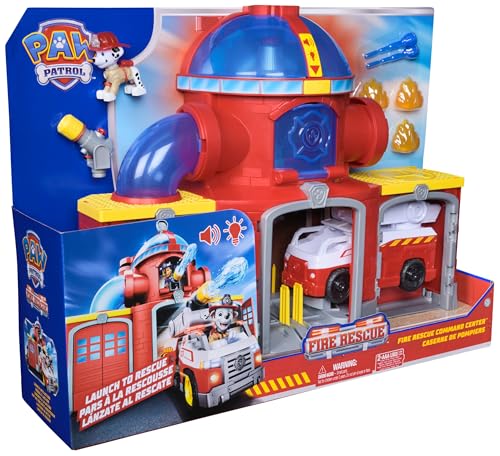 Paw Patrol - Pat Patrouille - Caserne De Pompiers Fire Rescue - Voiture Figurine Marcus À Collectionner - Effets Sonores Et Lumineux - Pat Patrouille Jouet - Voiture Enfant - Jouet Enfant 3 Ans Et +