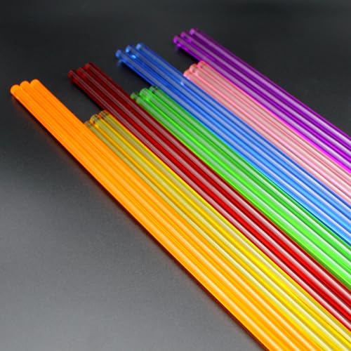Image of Acrylic Round Rod,21pcs,6mm Diameter 305mm Length,Multicolor Straight Line,Solid Plastic PMMA Bar Stick, Pink,Yellow,Blue,Orange,Green,Purple,Red