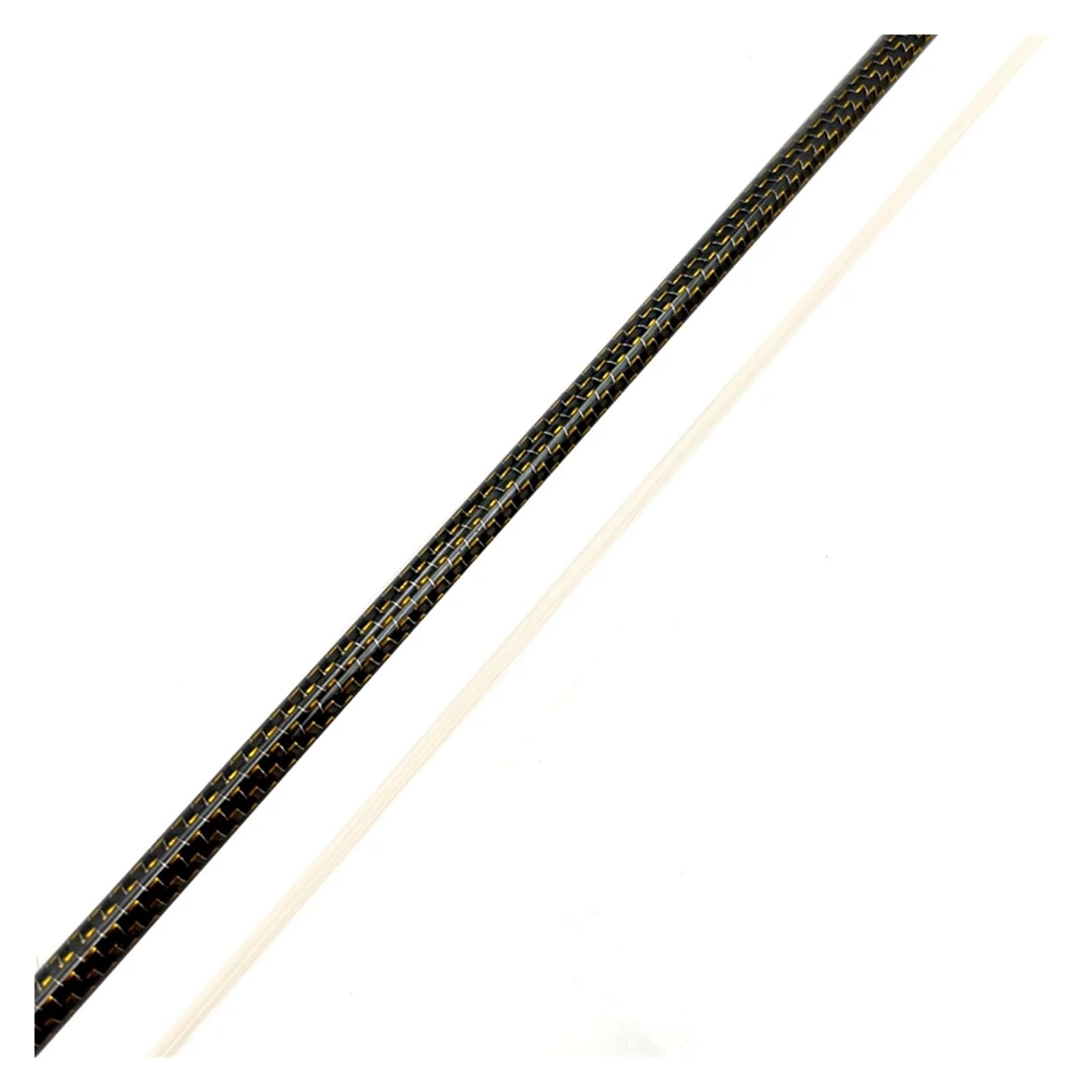 1 Stück 4/4 Violine, goldfarbene Seide, geflochtenes Gitter, Kohlefaser-Bogen, Geigenbogen, weißes Rosshaar, schwarzer Schachtelhalm(Style 1)
